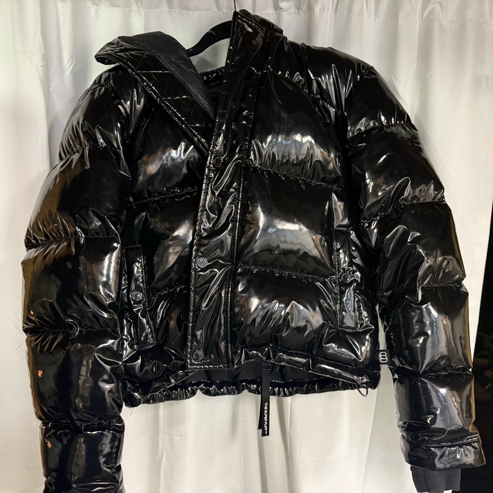 Aritzia Shiny Black Bomber Jacket